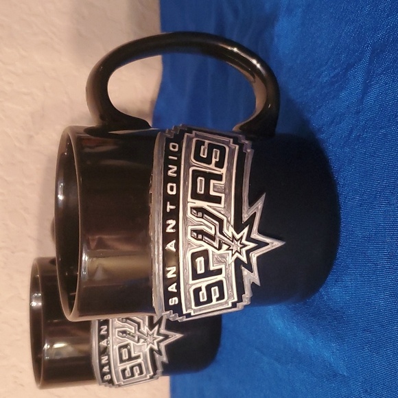 Two (2) San Antonio Spurs black coffee mug tea cup 10 oz each - Picture 2 of 15